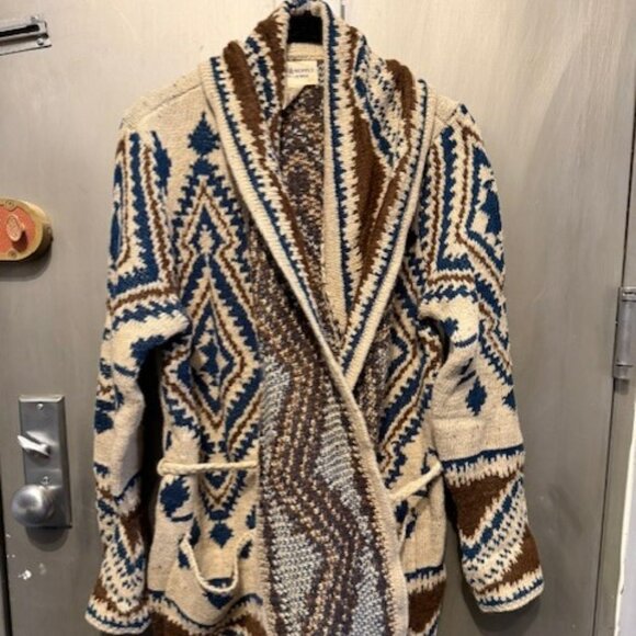 Retro Boho Ralph Lauren Denim supply Aztec Cardigan Sweater / Jacket - Picture 15 of 16